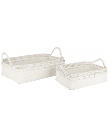 Podnos bambusový bílý 50 x 34 x 10 cm