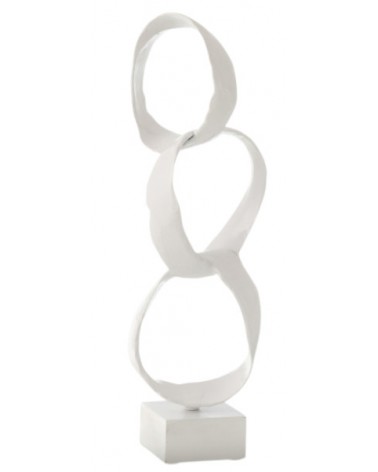 Ornament kroužky kovový bílý 51 cm