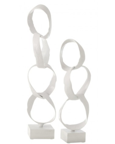 Ornament kroužky kovový bílý 51 cm